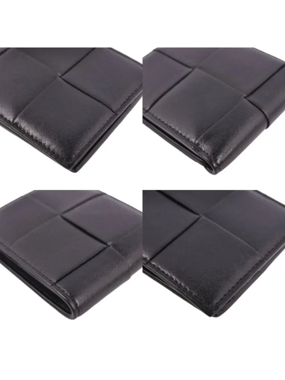 Bottega Veneta Wallet Bifold Compact Intrecciato Leather Black